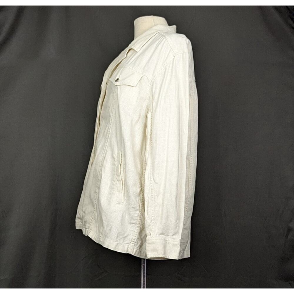 Vintage 90s Jacket Cream Linen Blend Button Front Women's Size M - Picture 3 of 7